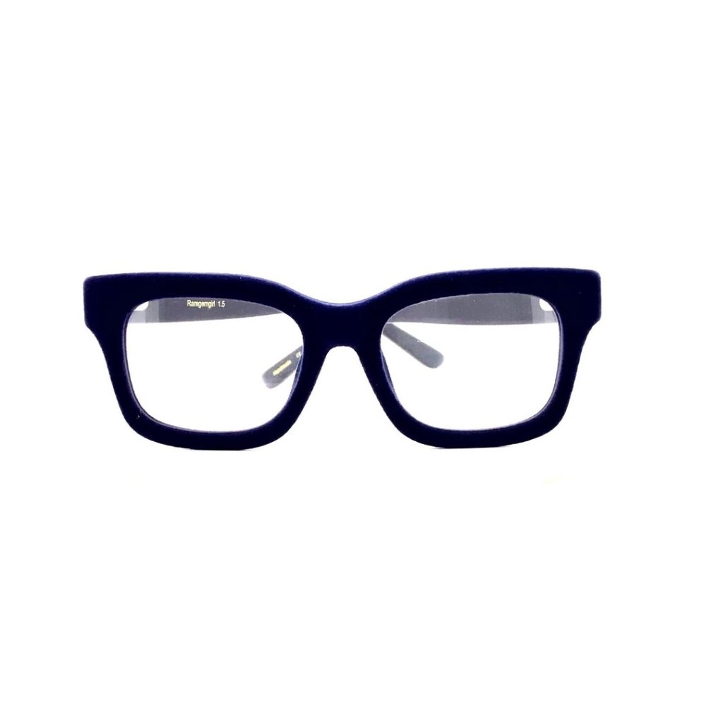 +1.50 Strength, Navy Blue Velvet-Rimmed Luxury Reading Glasses Brand New